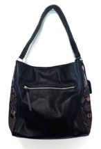 Sole Society Ladies Purse Tote Black Polyvinyl Cloride Faux Snakeskin Sides - $64.23