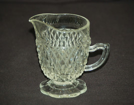 Old Vintage Diamond Point Clear Milk Creamer by Indiana Glass Glassware MCM - £10.07 GBP