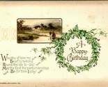 Vtg Postcard 1915 Embossed John Winsch &quot;A Happy Birthday&quot; Wreath &amp; Poem UNP - $5.31