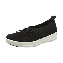 Fitflop Women&#39;s Uberknit Slip-On Ballerina With Bow Closed Toe Ballet Flats, Bla - $84.00