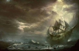 painting Giclee Art Wall Pirates Ship Boat Ocean Sea Picture Printed Canvas - £7.58 GBP+