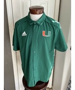 Adidas Miami Hurricanes Green Button Up Vented Shirt Men’s M - £23.42 GBP