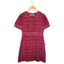 J Crew Dress Womens 6 Pink Silk Textured Geometric Short Sleeve Fit Flare Lined - £27.33 GBP