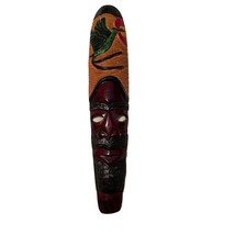 Vtg 23.5&quot; Jamaican Tribal Wall Art Folk Hand Carved Jamaica wood Painted Mas - £30.07 GBP