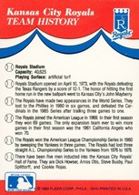 1989 Fleer  Team History Kansas City Royals plus 4 different small logos on back - £0.79 GBP