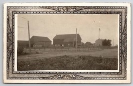 RPPC 1900s Farm Barns Windmill Farmhouse Beautiful Masked Border Postcard S22 - £12.74 GBP