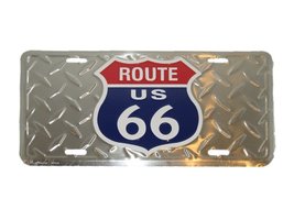 AES U.S. Highway Route 66 Diamon Deck Style 6&quot;x12&quot; License metal Plate Sign - £5.36 GBP