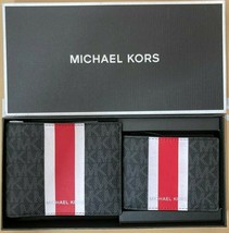 NWB Michael Kors Billfold Box Set Black Flame Red Logo 36H1LGFF1B Dust Bag FS - £55.55 GBP