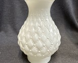 Vintage Milk Glass Hurricane Chimney Lamp Shade Quilted Globe 3&quot; Fitter ... - $11.88