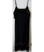 Halloween Costume Flapper Dress Sz 14 Black w Fringe Gold Trim Cos Play USA - €15,37 EUR