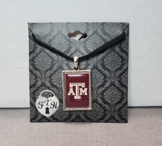 Texas A&amp;M University Aggies Pendant Necklace NCAA Jewelry 18&quot; Black Leather Cord - £15.82 GBP