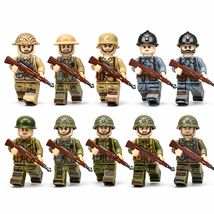WW2 Allied Forces British French American Soldiers 10 Minifigure Set - $15.03+