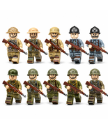 WW2 Allied Forces British French American Soldiers 10 Minifigure Set - $15.03+