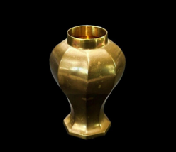 Solid Brass Vase Octagonal Paneled 7 Inches Patina Retro Grannycore BOHO Vintage - £9.82 GBP