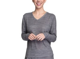 MUK LUKS Womens Butter Knit V-Neck Pajamas Top Size X-Large Color Gray - £37.52 GBP