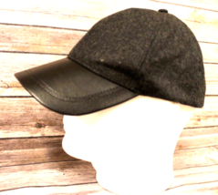DAVID &amp; YOUNG BLACK AND CHARCOAL GRAY BASEBALL CAP HAT FAUX LEATHER BILL... - £10.98 GBP