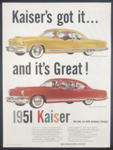 1951 Kaiser Frazer Red Yellow DeLuxe Club Coupe &amp; 4-Door Sedan Print Ad ... - £10.97 GBP