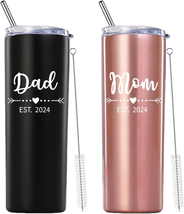 Dad and Mom Est 2024 Skinny Tumbler.New Parents Pregnancy Gifts.Fathers Day Moth - £28.71 GBP