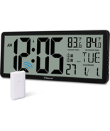 14.3&quot; Large Font Atomic Clock Indoor Outdoor Temperature Digital Home Of... - $861.68 MXN