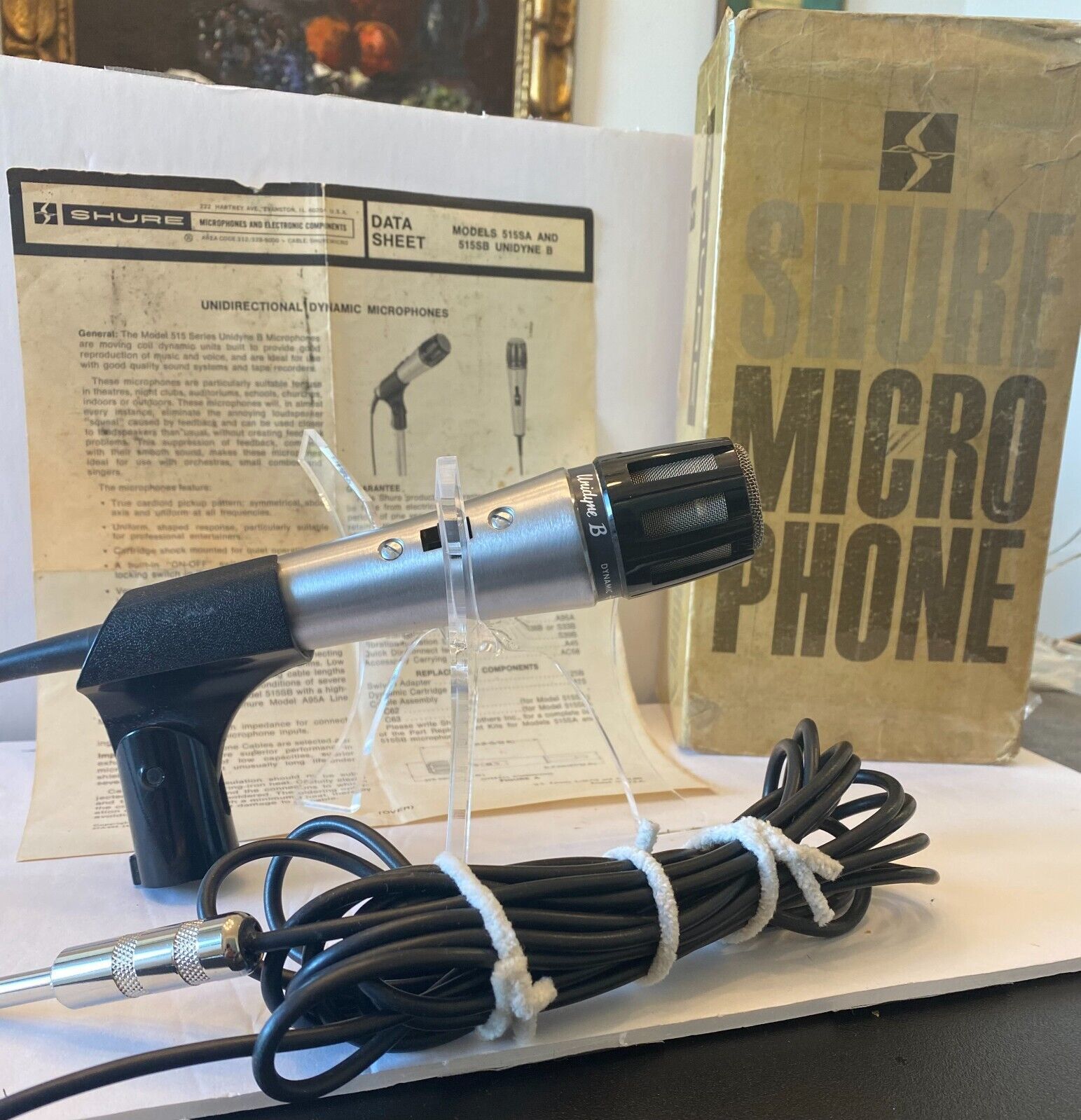 Primary image for Vintage SHURE 515SA Unidyne B DYNAMIC Microphone Mic 15' Cable