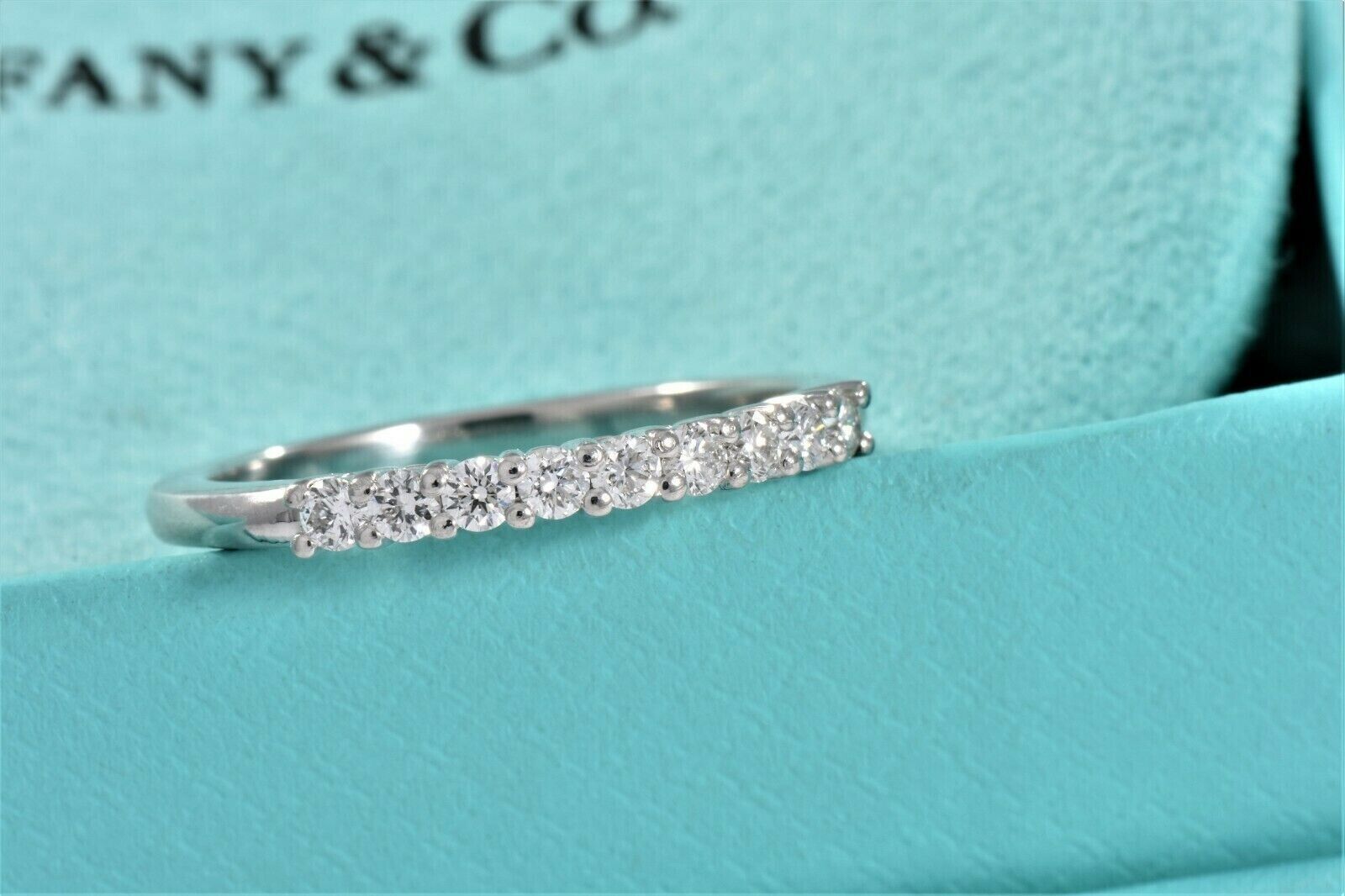 Primary image for Tiffany & Co. Platinum Embrace .27ct Diamond 2.2mm Shared Wedding Band Ring 6