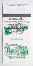 Planters Back Porch Restaurant - Murrells Inlet, South Carolina Matchbook Cover - £1.38 GBP