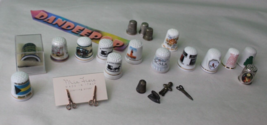 Lot of 18 Piece Sewing Thimble Souvenirs And Novelty Themed Miniatures - £23.73 GBP