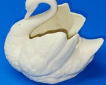Beautiful Vintage 4.5&quot; Holland Mold White Ceramic Swan Planter - UNFINISHED - $18.78