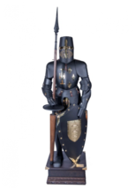 Templar Full Suit Of Armor Dark Black Color Knight Costume For Home Decoration - £590.92 GBP