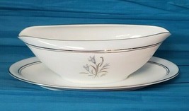 Vintage Noritake Bluebell China- Gravy Boat with attached Plate - $7.98