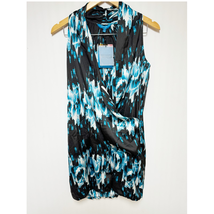 Derek Lam Design Nation Womens Bubble Hem Wrap Dress Blue Black Small - £27.24 GBP