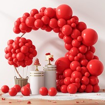 RUBFAC 129pcs Red Balloons Different Sizes 18 12 10 5 Inch for Garland Arch, Pre - $16.99