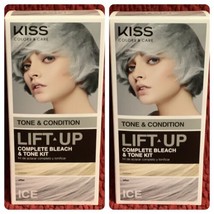 Lot of 2 KISS Lift Up ICE Complete Bleach &amp; Tone Kit Gray Silver Hair Color - £6.70 GBP