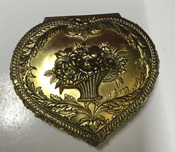 Vintage Gold-tone, Heart Shaped, Trinket , Jewelry, Music, Box 4.5” W X  2” H - £17.62 GBP