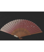 Japanese Folding Hand Fan Fabric Wood Fish with Embroidered Case &amp; Box - $23.17