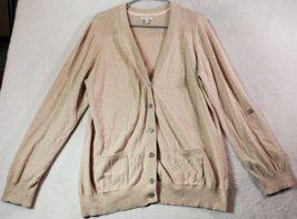 Sonoma Cardigan Sweater Women Size XL Tan Knit Cotton Raglan Sleeve Button Front - £13.98 GBP