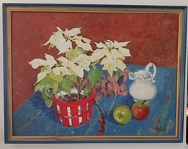 Poinsettias! Oil on Board by Springfield, Massachusetts Artist Ethelyn (... - £261.58 GBP
