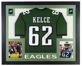 Jason Kelce Philadelphia Signed Framed Green Football Jersey PSA Hologram - $484.99