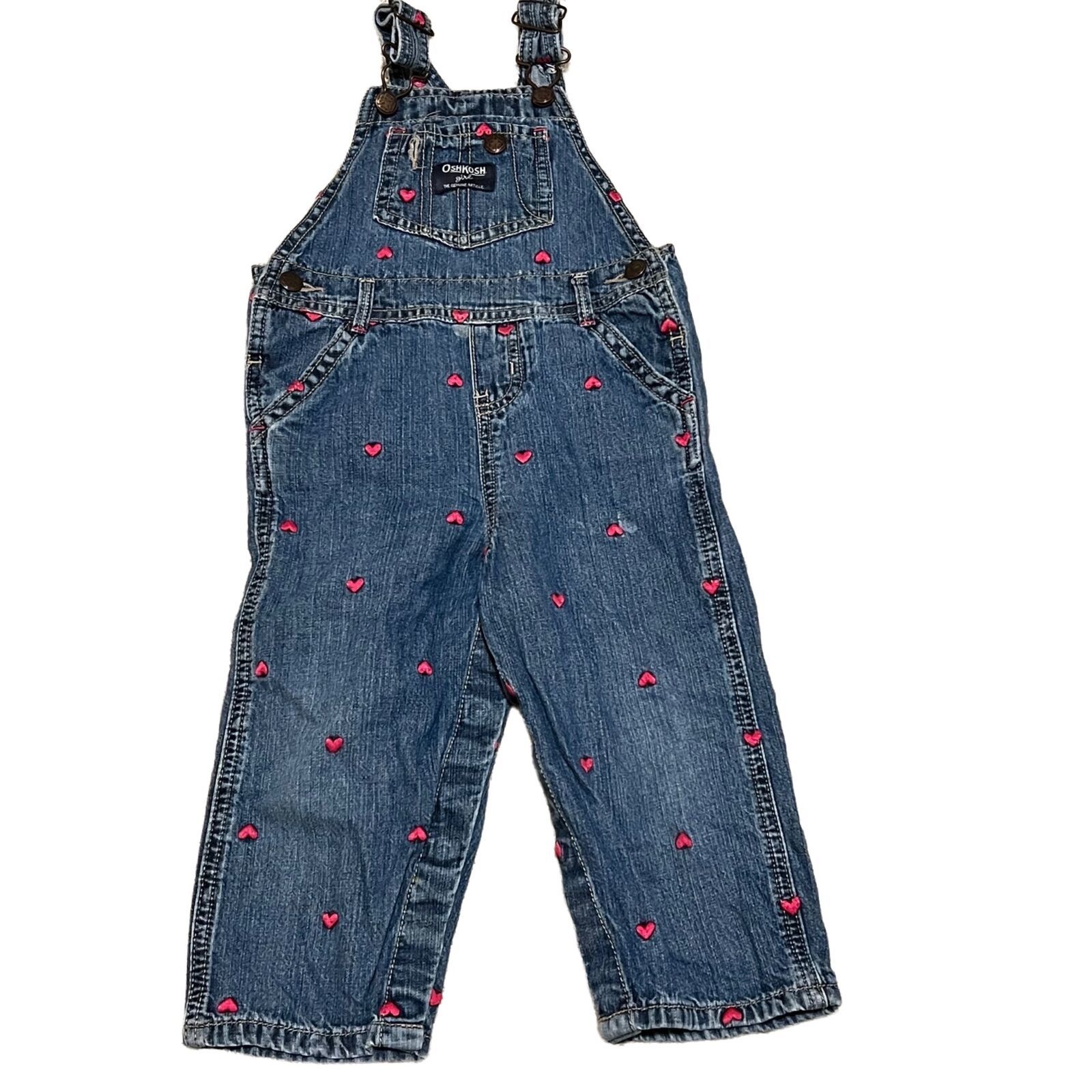 Osh Kosh pink heart denim overalls Pants Sz 24 months - $14.40