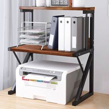 Printer Standaboxoo Printer Stand For Desk, Desktop Printer Shelf, Rustic Brown - £56.89 GBP