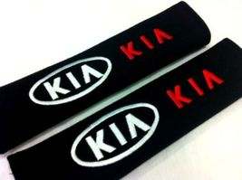 KIA Embroidered Logo Car Seat Belt Cover Seatbelt Shoulder Pad 2 pcs - £10.21 GBP