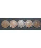 GERMANY 1 REICHSPFENNIG 5 COINS 1924 A - J  WEIMAR RARE LOT XF - £29.57 GBP