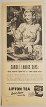1946 Print Ad Lipton Tea Brisk Flavored Actress Carole Landis Drinks Iced Tea - £12.98 GBP