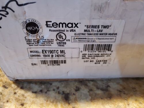 Eemax Ex190tc Ml 240Vac, Both Electric Tankless Water Heater, Undersink,... - $618.75
