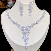 Multiple Colors Cubic Zircon Flowers Necklaces Wedding Sets Women Evening Access - £51.53 GBP