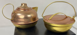 Miniature Copper Pot Tea Kettle Pair with Lids Taiwan Doll House - £9.02 GBP