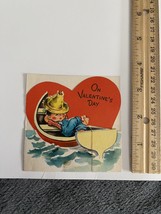Vintage Valentine&#39;s Day Greeting Card Boy In Boat Hallmark Card 1949 3V3... - £7.56 GBP