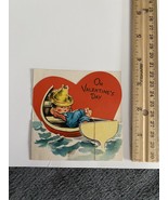 Vintage Valentine&#39;s Day Greeting Card Boy In Boat Hallmark Card 1949 3V3... - £7.42 GBP