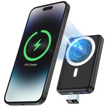 Wireless Portable Charger, 10000Mah Magnetic Power Bank With Type-C Cable Led Di - £52.63 GBP