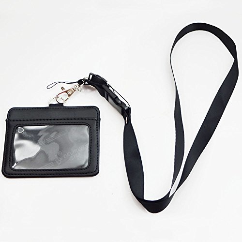 Bluemoona One Pcs - Horizontal ID Card Holder Pouch Case with Strap Band Lanyard